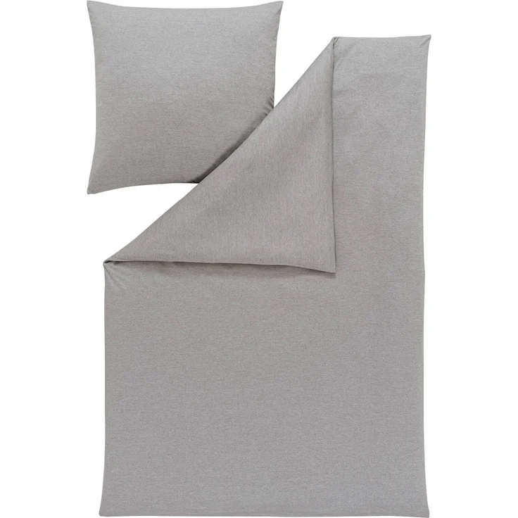 Estella Bettwäsche Takoma 6873 810 Grau Mako Interlock Jersey 200 x 200 + 2x 80 x 80 cm – Bild 1