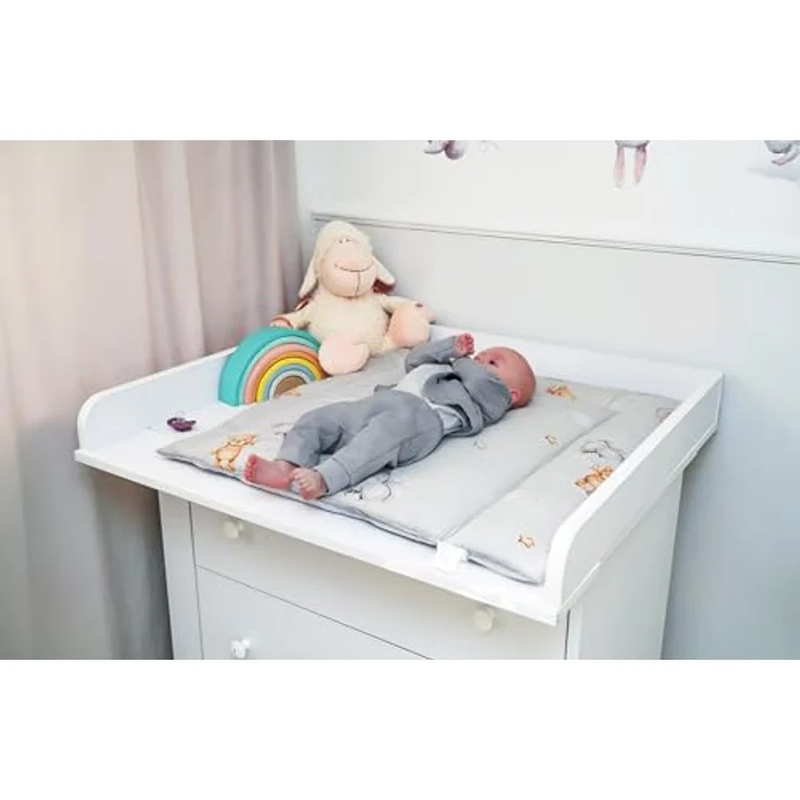 Wickelauflage Wickelunterlage aus Baumwolle 75x72 cm - Weich und waschbar Wickelunterlage für Babys Wickelmatte aus Stoff für Wickeltisch Wickelkommode oder Waschmaschine 75x72 Teddybären – Bild 7