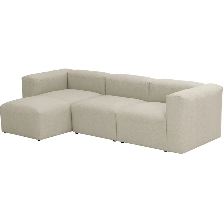 Sofa 3-Sitzer mit Ottomane Kattrina Flachgewebe creme – Bild 3