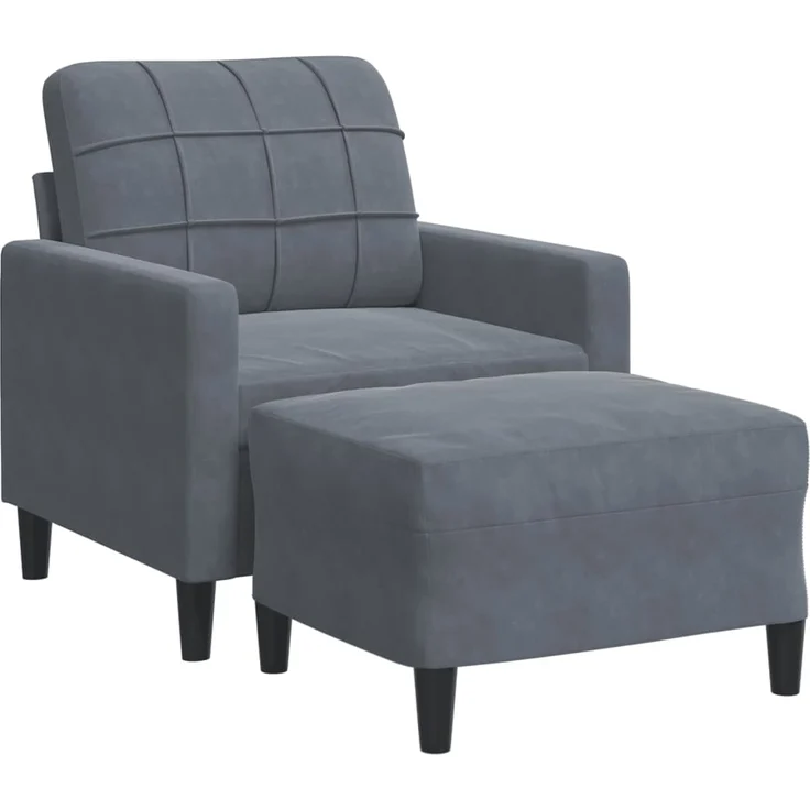 vidaXL Sessel mit Hocker Dunkelgrau 60 cm Samt 3278258 – Bild 1