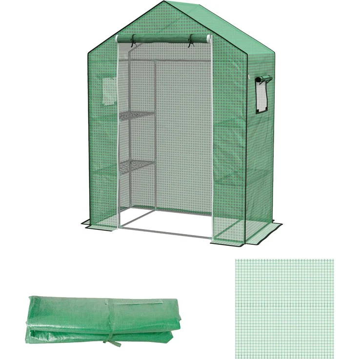 Wohnora-Ersatzabdeckung für Gartengewächshaus 140 x 73 x 190 cm mit Fenster, UV-beständige Tür für den Garten - Grün,H 1900cm x T 260cm x B 730cm – Bild 3