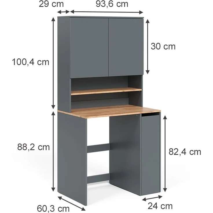 Waschmaschinenschrank Viktor Anthrazit/Goldkraft Eiche 93.6 x 88.2 cm 2 Teile mit Regal Vicco – Bild 2