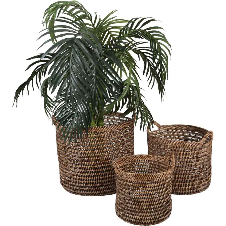 Rattan Korb Eda Braun mit Henkel L – Bild 3