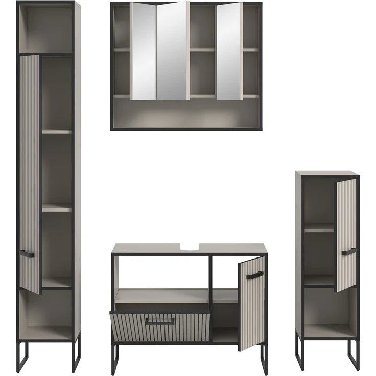 Badezimmer-Set >Bagno< (4-teilig) in kaschmir Dekor - 170x192x36cm (BxHxT) – Bild 5