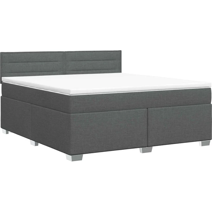 vidaXL Boxspringbett mit Matratze Dunkelgrau 160 x 200 cm Stoff 3450510 – Bild 2
