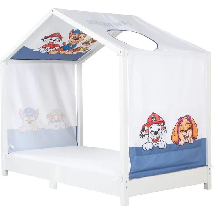 roba Bezug für Montessori Hausbetten 70 x 140 cm im Paw Patrol Design - Passendes Zubehör zum Umbau in Himmelbett - Inkl. 3 Aufbewahrungstaschen & Dachfenster – Bild 1