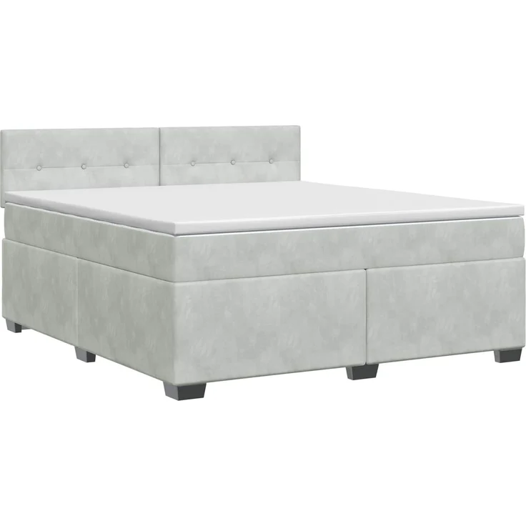 vidaXL Boxspringbett mit Matratze Hellgrau 180 x 200 cm Samt 3450764 – Bild 2