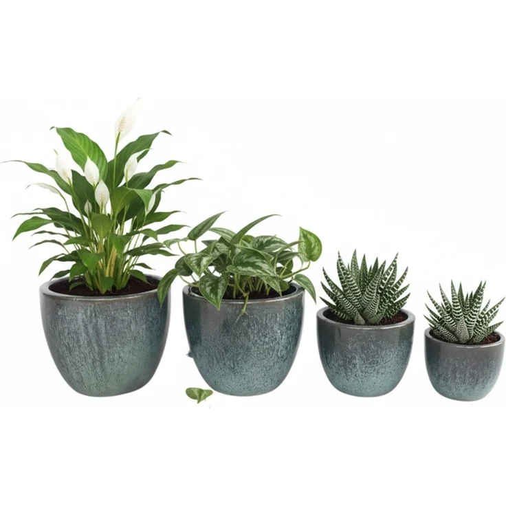 Keramik Blumentopf Eggpot Moosgrün Ø 21cm - Frostfest Pflanzkübel Glasiert Rund – Bild 5