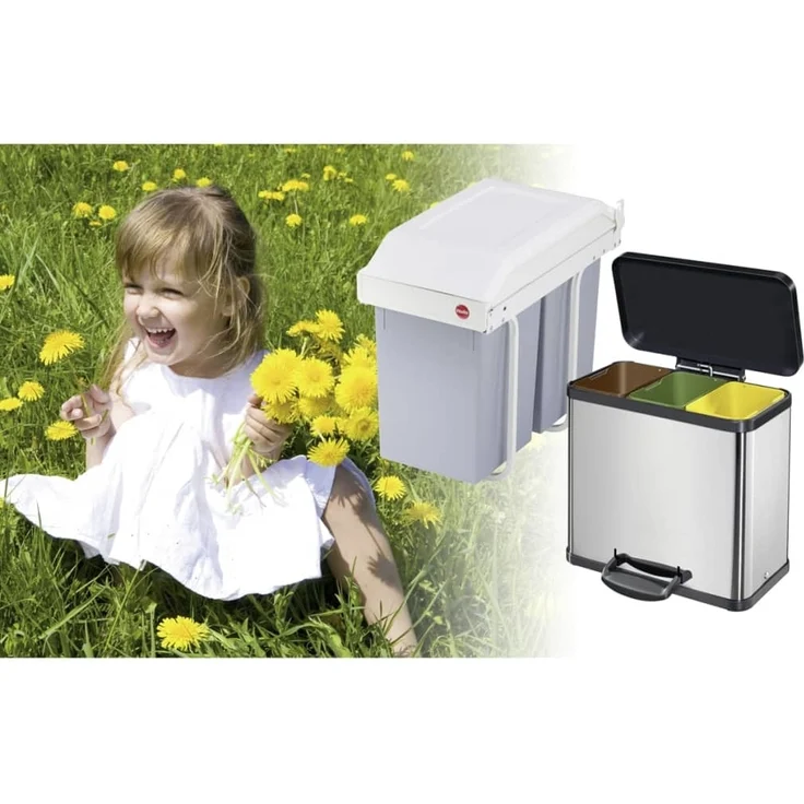 Hailo Schrank-Mülleimer Multi-Box Duo 2×14 L Cremeweiß Größe L 3659-001 415438 – Bild 4