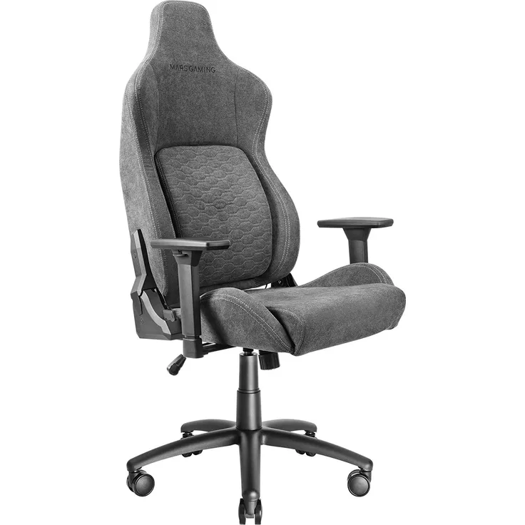Mars Gaming MGC-ULTRA Grau, Ergonomischer Gaming Stuhl, Ergofit Rückenlehne, 3D Armlehnen, Lendenwirbelstütze + Nackenkissen, XL Rollen