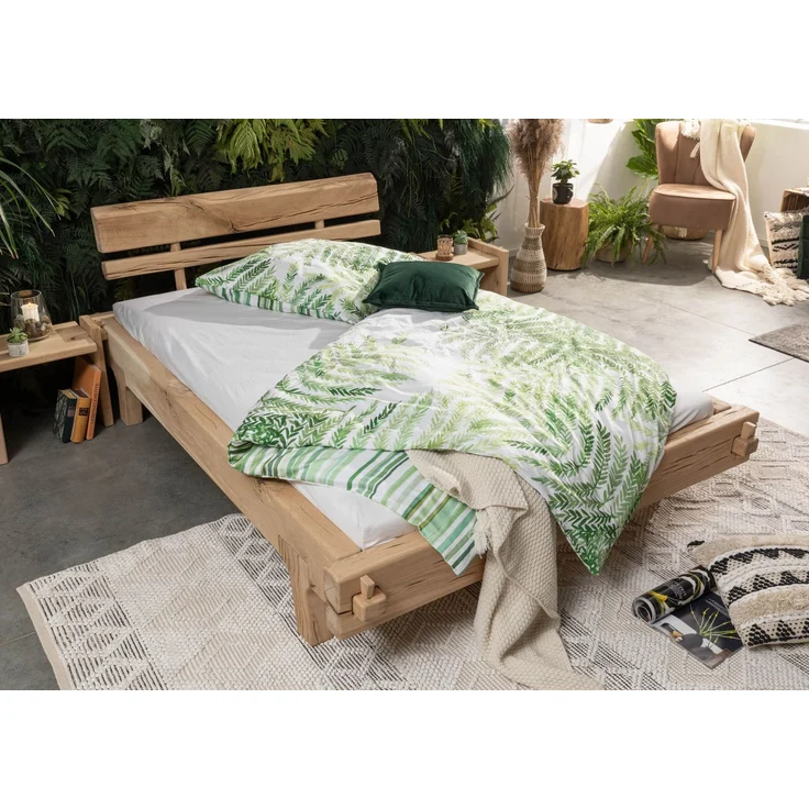 Balkenbett Eiche 160x200 natur geölt OAK HEART #02 – Bild 2