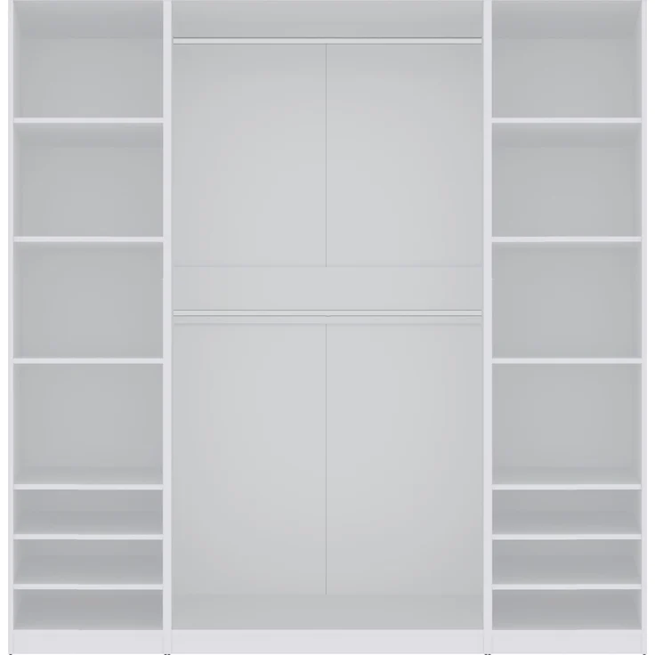 Marmex Möbel TRES SET G(B) Garderobenschrank-Set, Einbaukleiderschrank ohne Türen, Kleiderschrank mit Ablagen, Kleiderstangen, laminierte Spanplatte, weiß, 200x206x51 cm – Bild 5