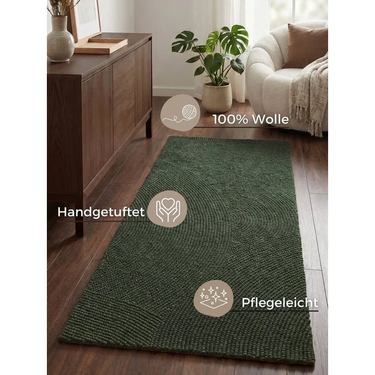 HANSE Home Wollteppich Calmio, auch als Läufer und in rund, rechteckig, Höhe: 18 mm, Handgetuftet, Wolle, Natur, Wohnzimmer, Schlafzimmer, Skandi, Hygge – Bild 3