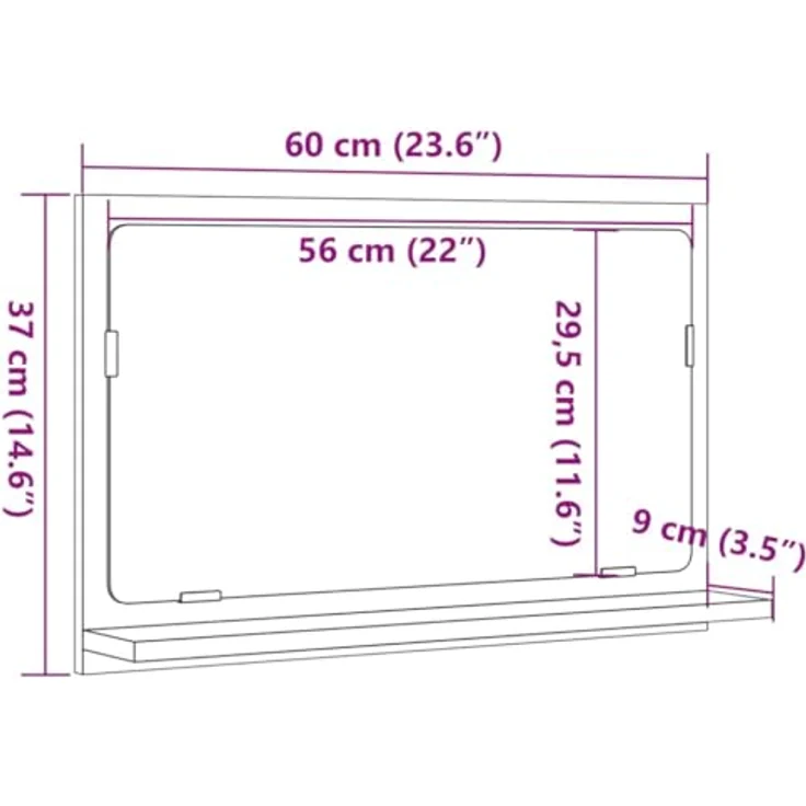 vidaXL Badspiegel mit Ablage Altholz-Optik 60x11x37 cm Holzwerkstoff 856197 – Bild 5