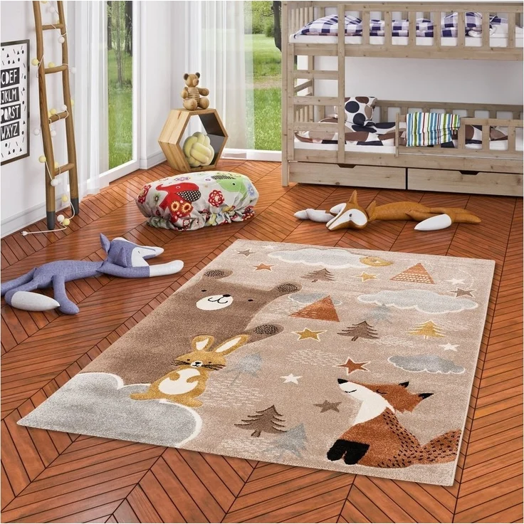 Pergamon Kinderteppich Kinder Teppich Maui Kids Fuchs und Bär, Rechteckig, Höhe: 13 mm – Bild 1