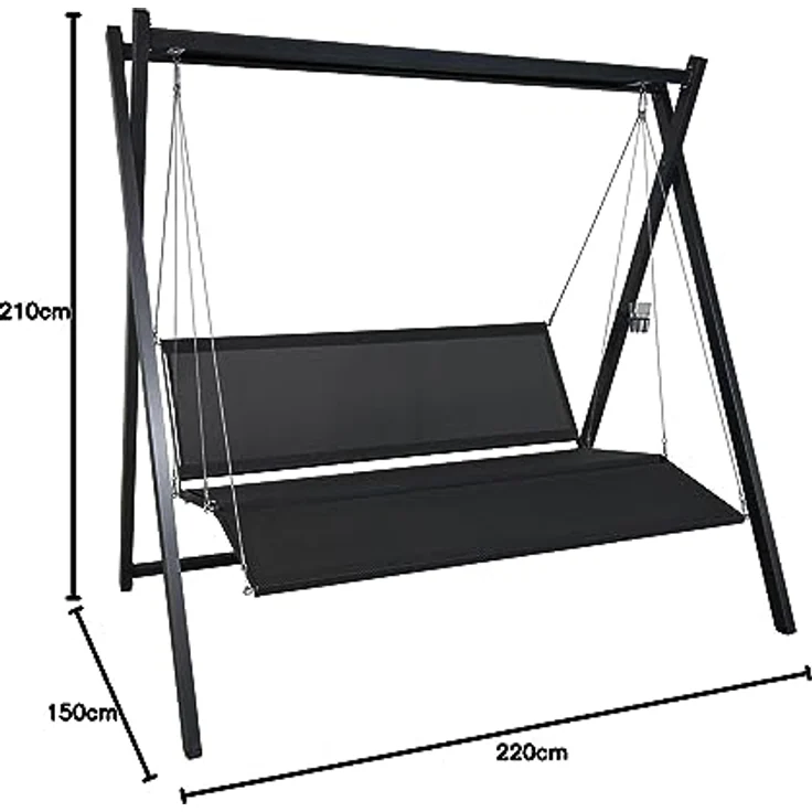 Angerer Freizeitmöbel Hollywoodschaukel 'Relax Smart' 3-Sitzer, ergonomische Sitzfläche, gepolsterte Kopfteile, abnehmbare Kissenbezüge, pulverbeschichtetes Stahlgestell, denim – Bild 5