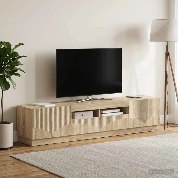 vidaXL LED-TV-Schrank HOORN 3 stk. Sonoma-Eiche Holzwerkstoff 3416840 – Bild 1