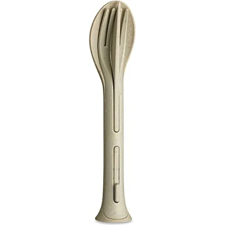 Koziol Besteck-Set 3-teilig Klikk Pocket, Reisebesteck, To-Go-Besteck, Kunststoff-Holz-Mix, Nature Desert Sand, 8036700