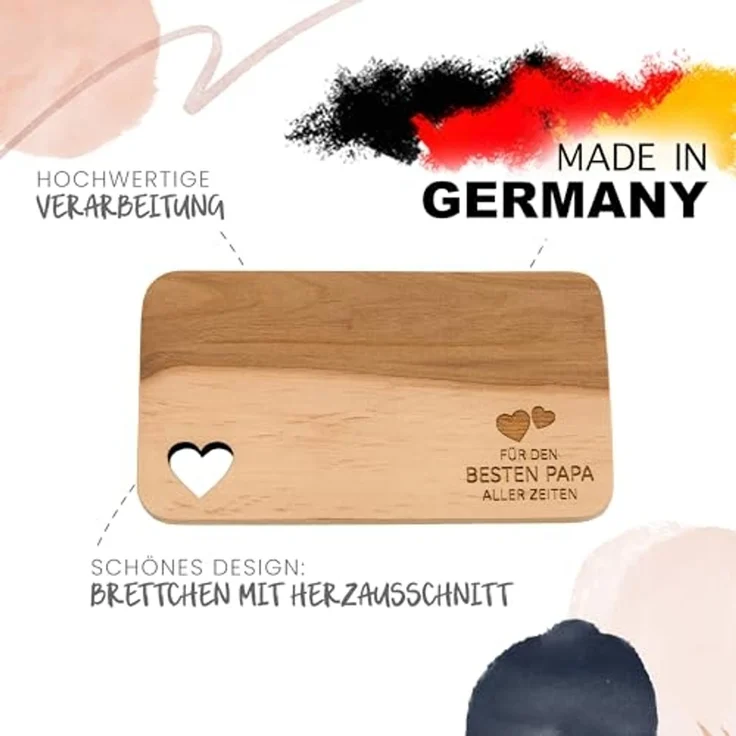 Spruchreif® Frühstücksbrett Frühstücksbrettchen aus Holz · Brotzeitbrett mit Gravur · Geschenk für Familie · Holzbrettchen mit Herzausschnitt – Bild 2
