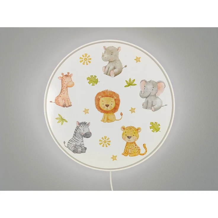 Kinderzimmer Wandlampe Safari Ø 25cm mit Schalter, Kabel, Stecker & E14 LED – Bild 3