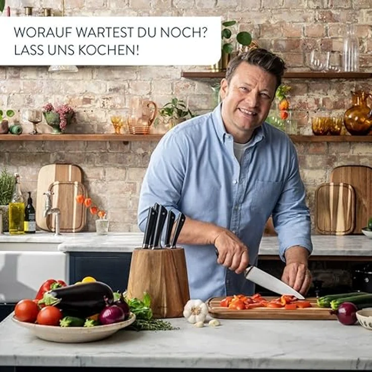 Jamie Oliver by Tefal K26702 Fleisch-/Schinkenmesser 20 cm | hohe Schneideleistung | unverwechselbares Design | widerstandsfähige und langlebige Klingen | Edelstahl/Schwarz – Bild 7