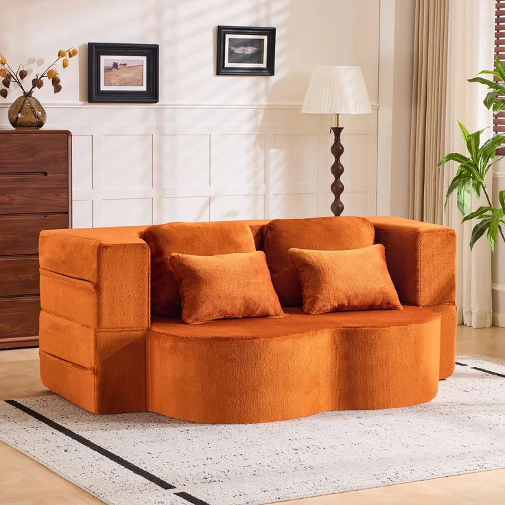 ZUBALIYA SchlafSofa mit Schaumstoffpolsterung, für Wohnzimmer und Apartments, mit stabilem Untergestell, für den täglichen Gebrauch