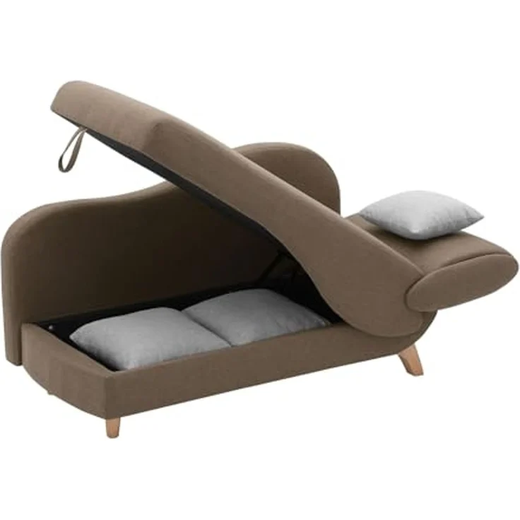 Vente-unique - PENELOPE Chaise longue Stoff Braun - B 80 cm x H 81 cm x L 160 cm – Bild 6