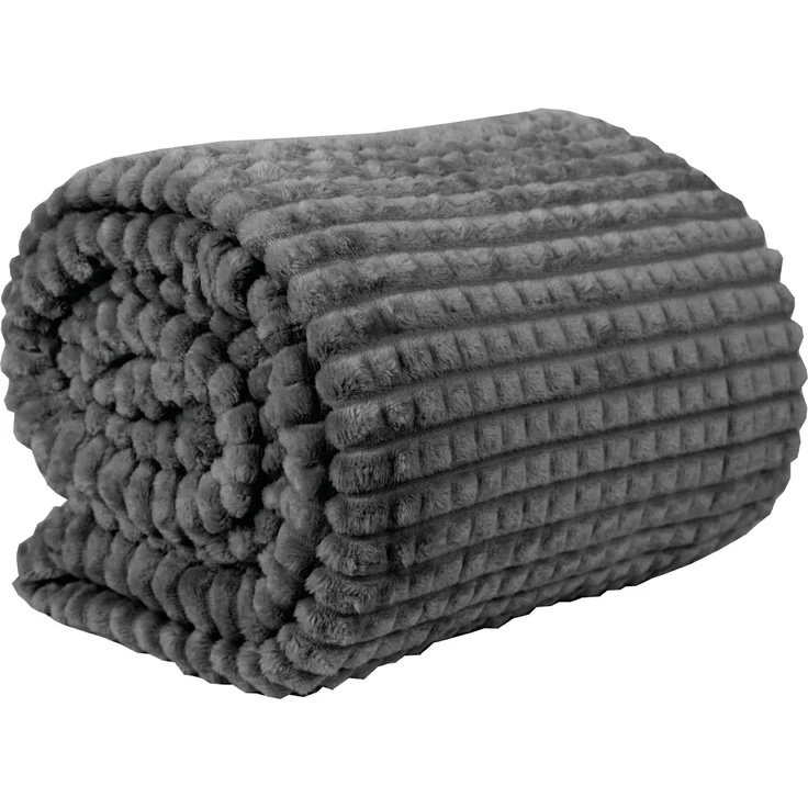 Kuscheldecke Jacquard Flanell Anthrazit 130x170 cm – Bild 5