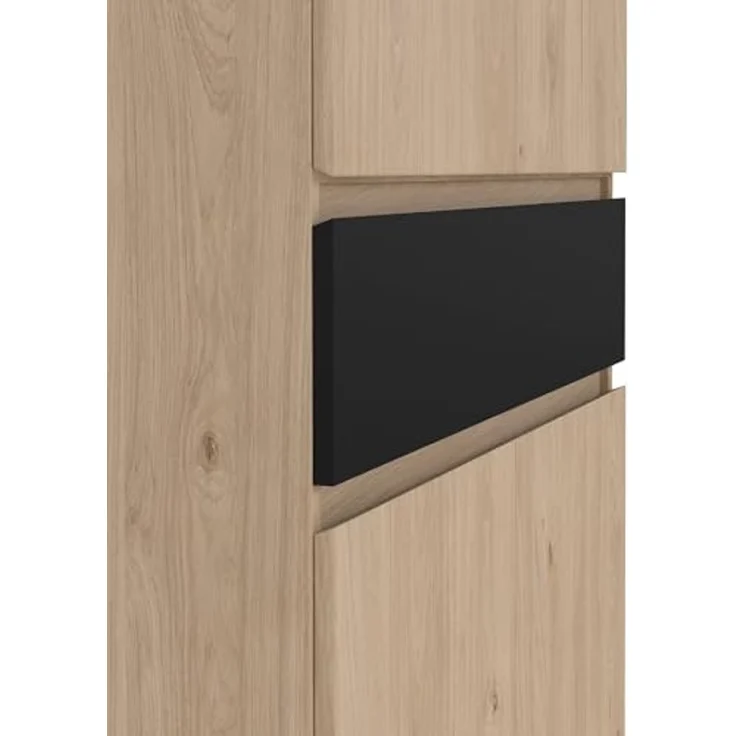 Dmora - Schuhschrank Nolwenn, Schuhregal, Mehrzweck-Eingangsgarderobe, Möbel für Schuhe, 80x40 h192 cm, Eiche und Schwarz – Bild 7
