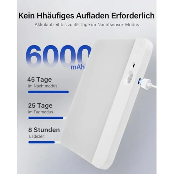 Leselux Akku Deckenlampe mit Bewegungsmelder, USB Aufladbar, 3 Farbtemperaturen, Ultrathin Design für Flur, Treppe, Balkon und Garage – Bild 3
