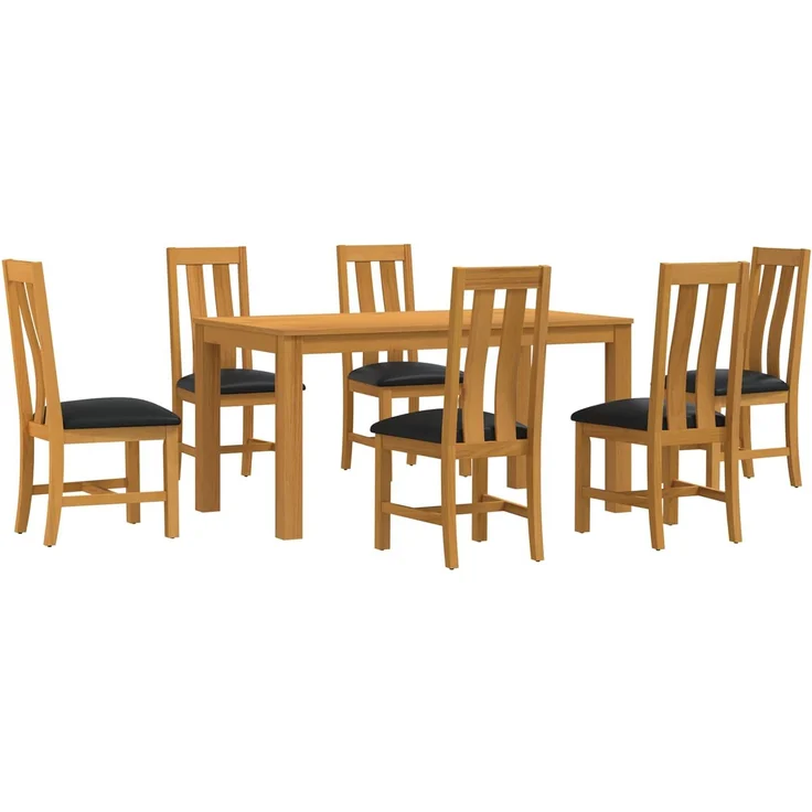 vidaXL Essgruppe BERGEN 7 stk. Schwarz 150 x 85 x 75 cm 3430373 – Bild 2