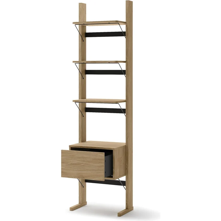 Selsey 'Ollie' Standregal mit 3 Fächern und Schublade, Eichenholzoptik, 52 cm breit 193 x 52 x 40 cm – Bild 3