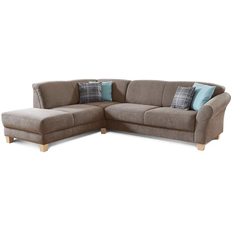 CAVADORE Ecksofa Gootlaand / Große Couch im Landhaus-Stil / Mit Federkern-Polsterung / 257 x 84 x 212 / Braun