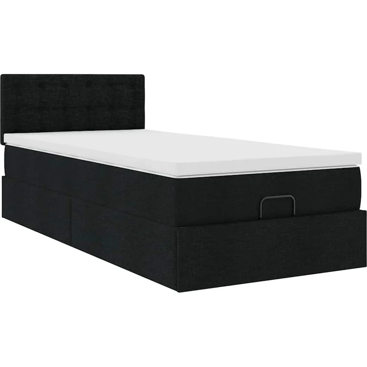 vidaXL Ottoman-Bett mit Matratze & LEDs Schwarz 90x200 cm Stoff 3312445 – Bild 5