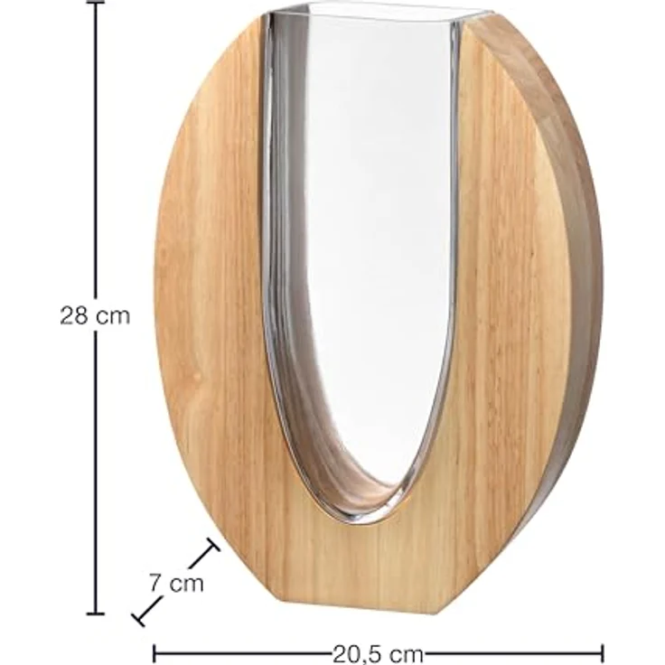 LEONARDO HOME Legno Vase, handgemachte Blumenvase aus Glas und Holz, zeitloses Design, 28 cm hoch, braun – Bild 2