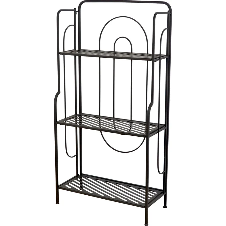 Metall Standregal 60x28x120 cm Schwarz – 3 Ablagen Gitterböden – Balkon/Terrasse – Bild 2