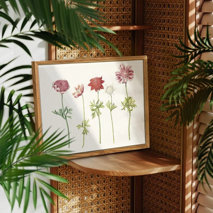 Vintage Botanische Leinwandbilder mit Holzrahmen 30x40 cm Wohnzimmer Badezimmer – Bild 2