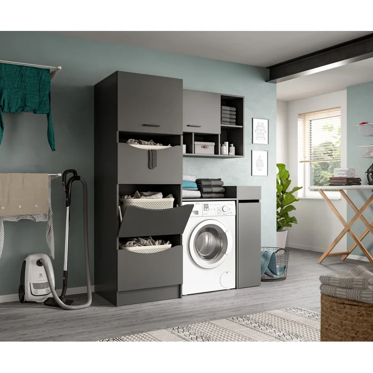 Waschmaschienenumbau Set (B/H/T: 145x195x62 cm) in anthrazit Nachbildung – Bild 6