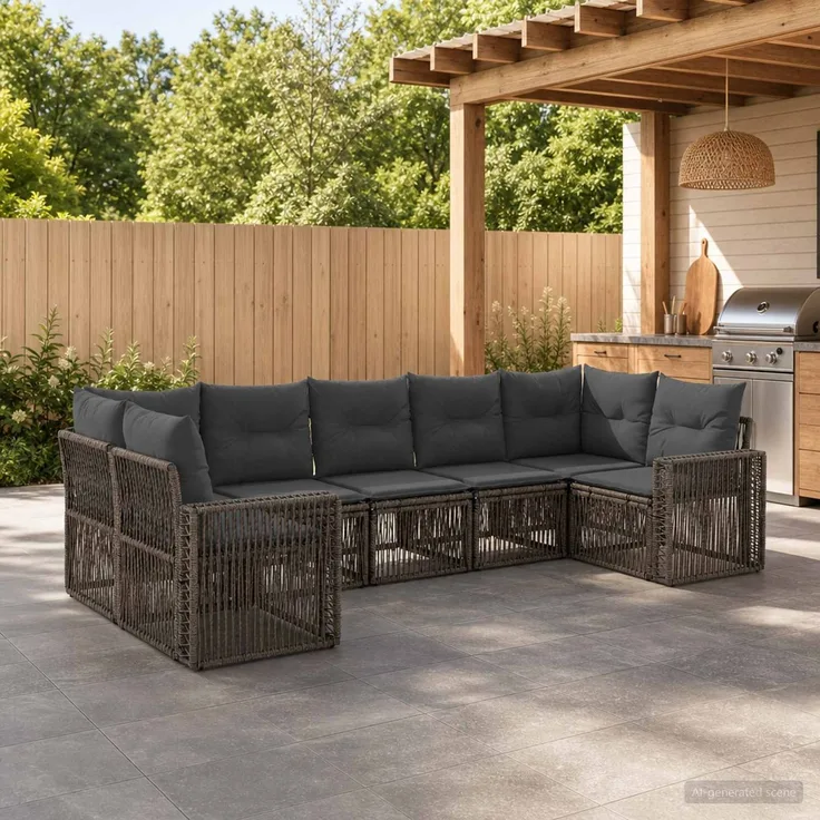 vidaXL Gartensofa-set 7 stk. 7-Sitzanzahl Grau und Dunkelgrau 3435224