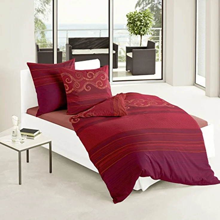Bierbaum Bettwäsche 4429, Mako-Satin, Designed in Germany, rot 04, 135x200 + 80x80 cm – Bild 3