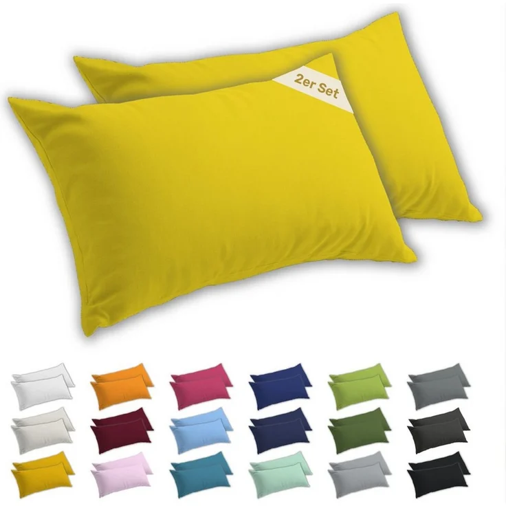 Lavea Kissenbezug 2er Set Kissenhülle Jersey, 100% Baumwolle, Kissenbezüge, (2 Stück), allergikerfreundlich - sicherer YKK-Reißverschluss - waschbar 60°C – Bild 1