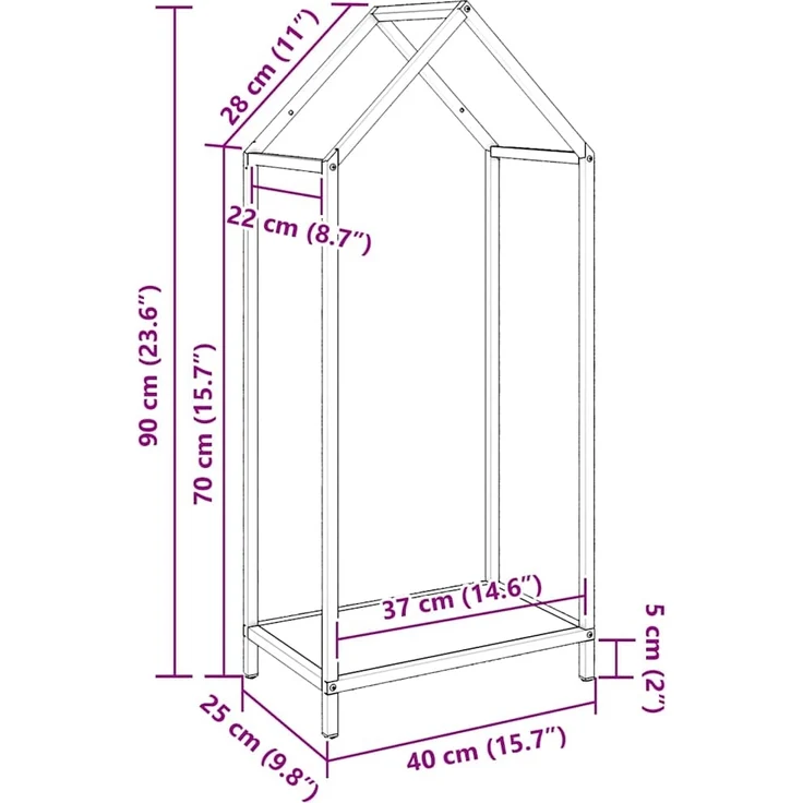 vidaXL Brennholzregal Weiß 40x25x90 cm Kaltgewalzter Stahl 864296 – Bild 10