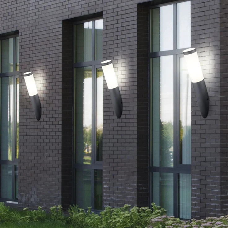 LED Fackel-Wandleuchte, Edelstahl anthrazit, H 40 cm – Bild 8