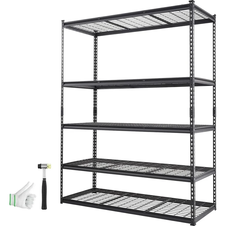 VEVOR Lagerregal 5-stufig verstellbar 907,2 kg Kapazität Garagenregale, Metall-Organizer Drahtregal schwarz 152,4 x 61 x 198,1 cm für Küche, Speisekammer Keller Badezimmer Wäscheschrank – Bild 9