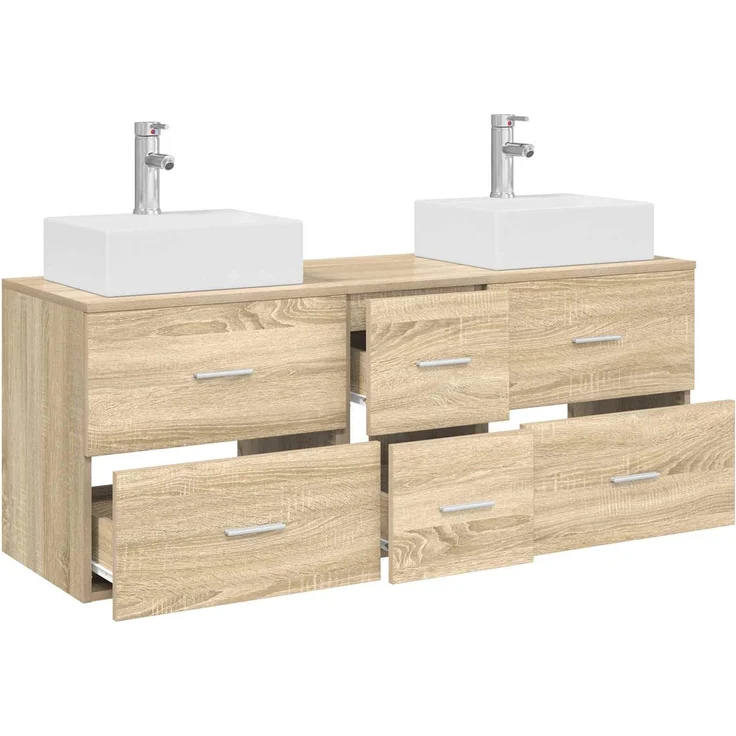 vidaXL Badezimmerschrank-Set 3 stk. Sonoma-Eiche 129 x 41 x 79,5 cm 3405845 – Bild 3