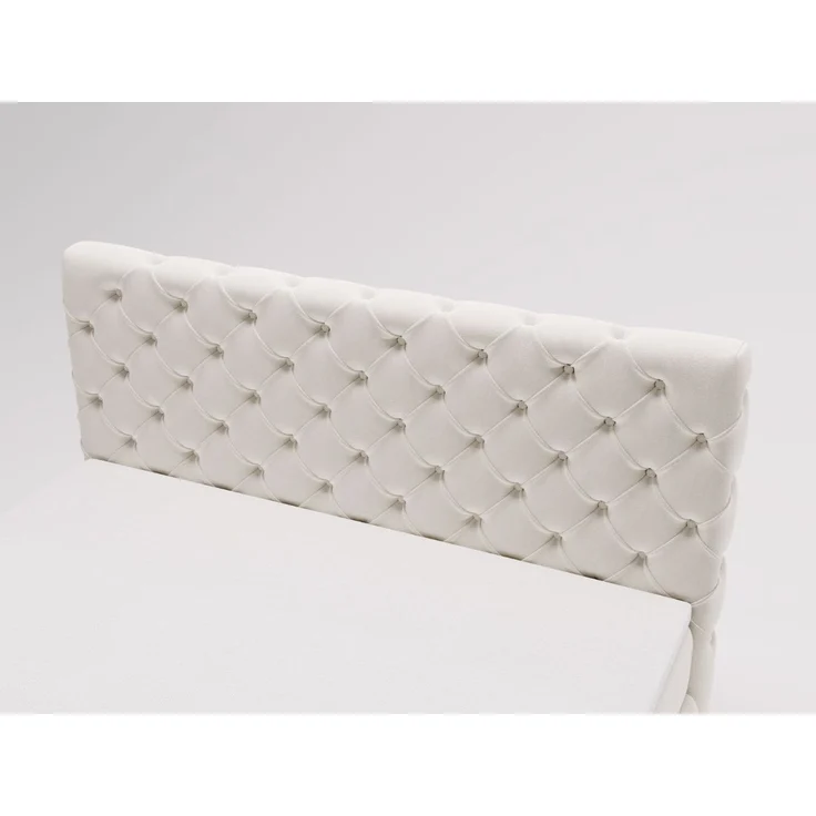 GRAINGOLD Canolo Doppelbett 180x200, Boxspringbett mit zwei Bettkästen, Glamour Stil, Velour-Stoff, Creme – Bild 4