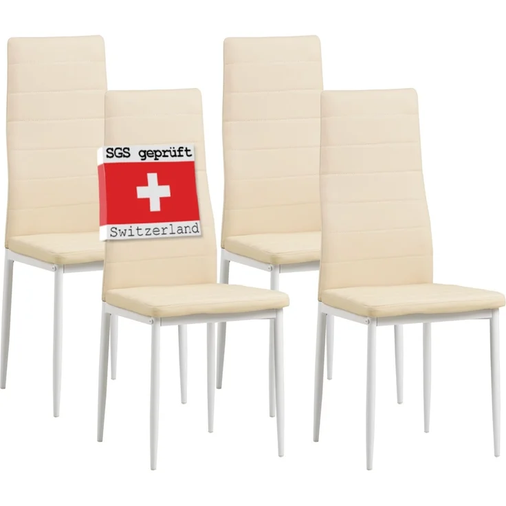 Albatros Esszimmerstühle MILANO 4er, Beige - Polsterstuhl mit Kunstleder-Bezug, Modernes Stilvolles Design am Esstisch - Küchenstuhl oder Stuhl Esszimmer mit hoher Belastbarkeit bis 110kg – Bild 1