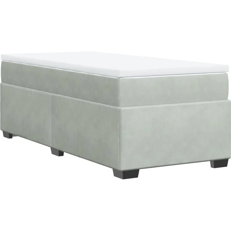 vidaXL Boxspringbett mit Matratze Hellgrau 100x200 cm Samt 3285263 – Bild 9
