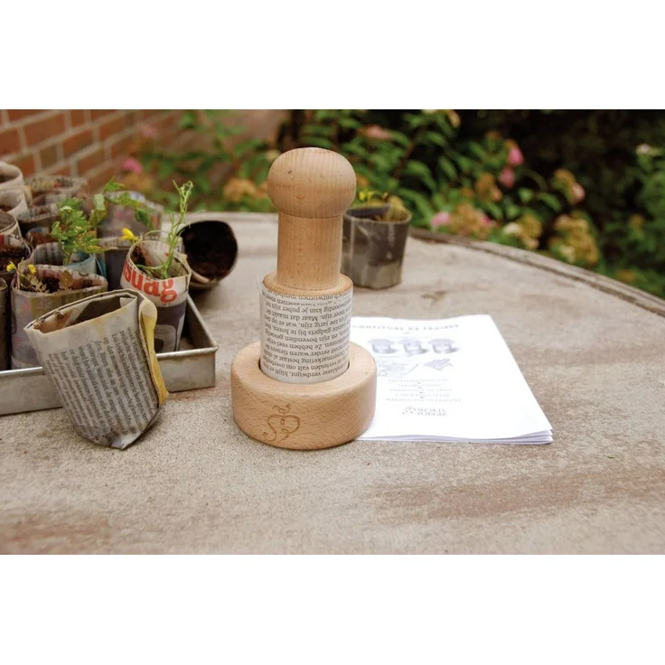 esschert design Übertopf Papiertopf-Presse aus Buchenholz Pflanztöpfchen Saat Anzucht – Bild 2