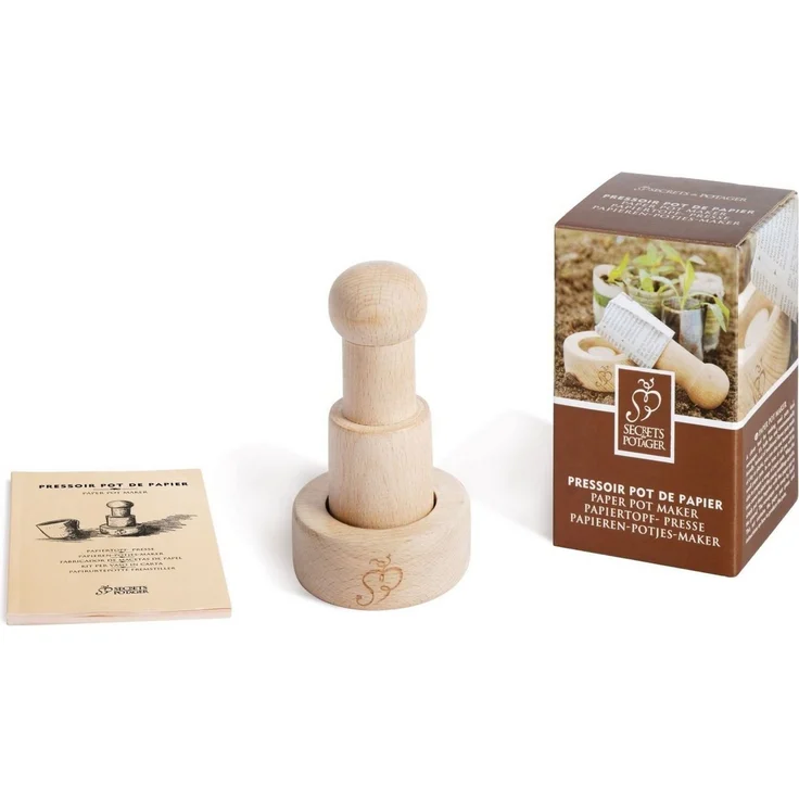 esschert design Übertopf Papiertopf-Presse aus Buchenholz Pflanztöpfchen Saat Anzucht – Bild 1